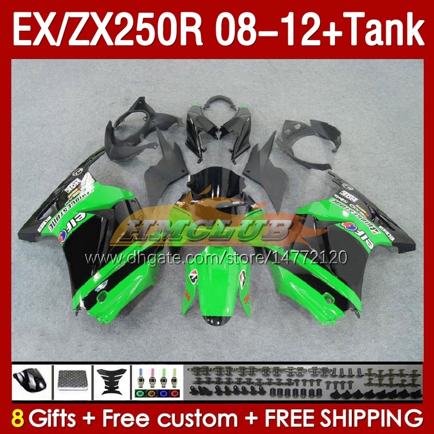 OEM Fairings Tank voor Kawasaki Ninja ZX250R Ex ZX 250R ZX250 EX250 R 08-12 163NO.27 EX250R 08 09 10 11 12 ZX-250R 2008 2008 2009 2011 2012 Injectie Groene aandelen