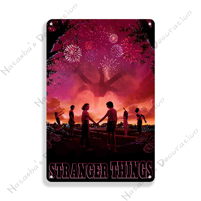 Stranger Things Horror TV Metal målning Vintage Affisch Tin Signs Rusty Decorative Plate Bar Wall Decor Classic Movie Poster Woo8773316