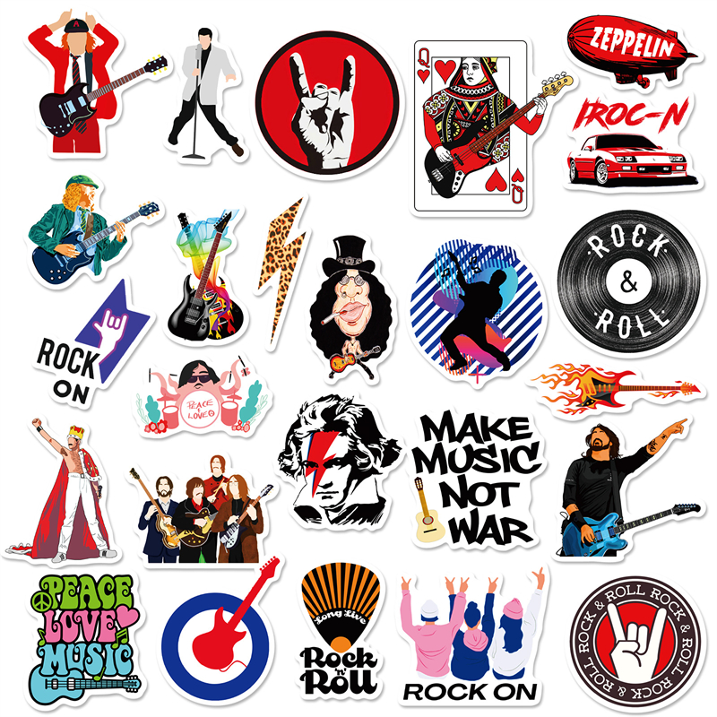 Punk Rock Stickers Rock and Roll Music Sticker Vinyl Finproof Plack Fand for Botto Botto Mailboard Skateboard Phone Phone Coatens Kids BP279