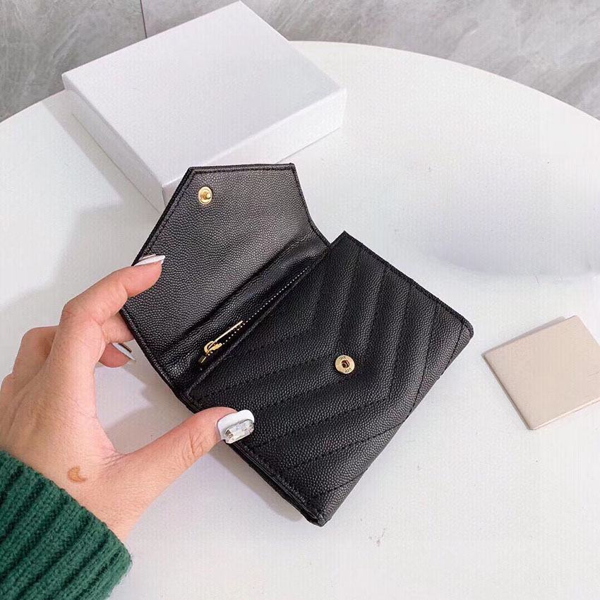 Designer Wallet Letter Kaarthouder Ladies munt portemonnees Flap Cowhide Leather Wallets Plain Purse Luxury Envelope Tassen