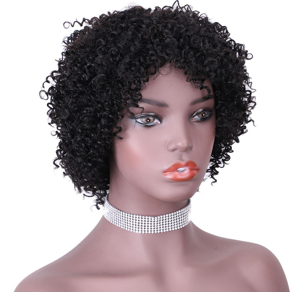 Ludzkie włosy kręcone peruki pixie afro krótkie słodkie kobiety koronkowe front