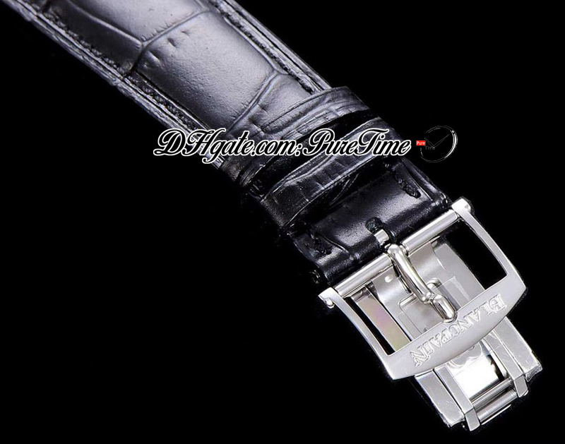 OMF Villeret ingewikkelde functie A6554 automatisch herenhorloge V3 40 mm 6654-1127-55B stalen kast witte wijzerplaat zilveren Romeinse markeringen Blac2547