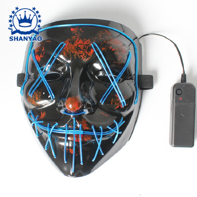 Manufacturer wholesale 20cm LED toy luminous mask Halloween costume party scary face mask