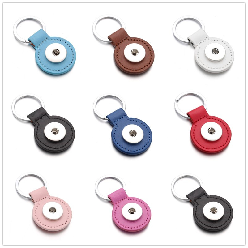 Noosa Pu Leather 18mm button button key key keychain fit diy ginger snaps keyrings المجوهرات