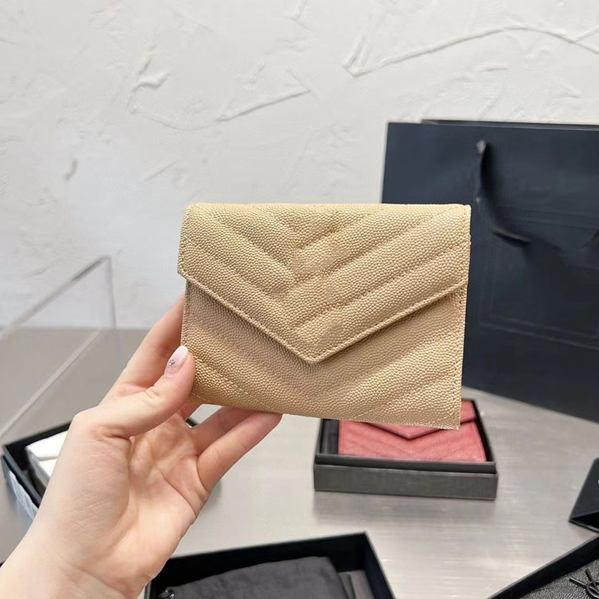 Designer Wallet Letter Kaarthouder Ladies munt portemonnees Flap Cowhide Leather Wallets Plain Purse Luxury Envelope Tassen