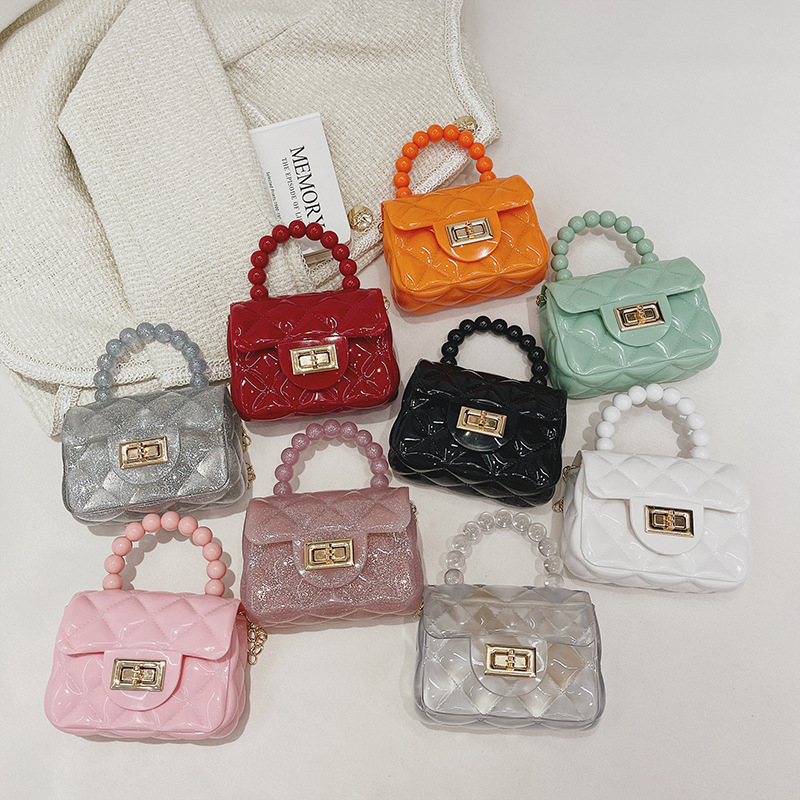 Kids PVC Jelly Purses and Handbags Cute Girls Mini Pink Jelly Bag