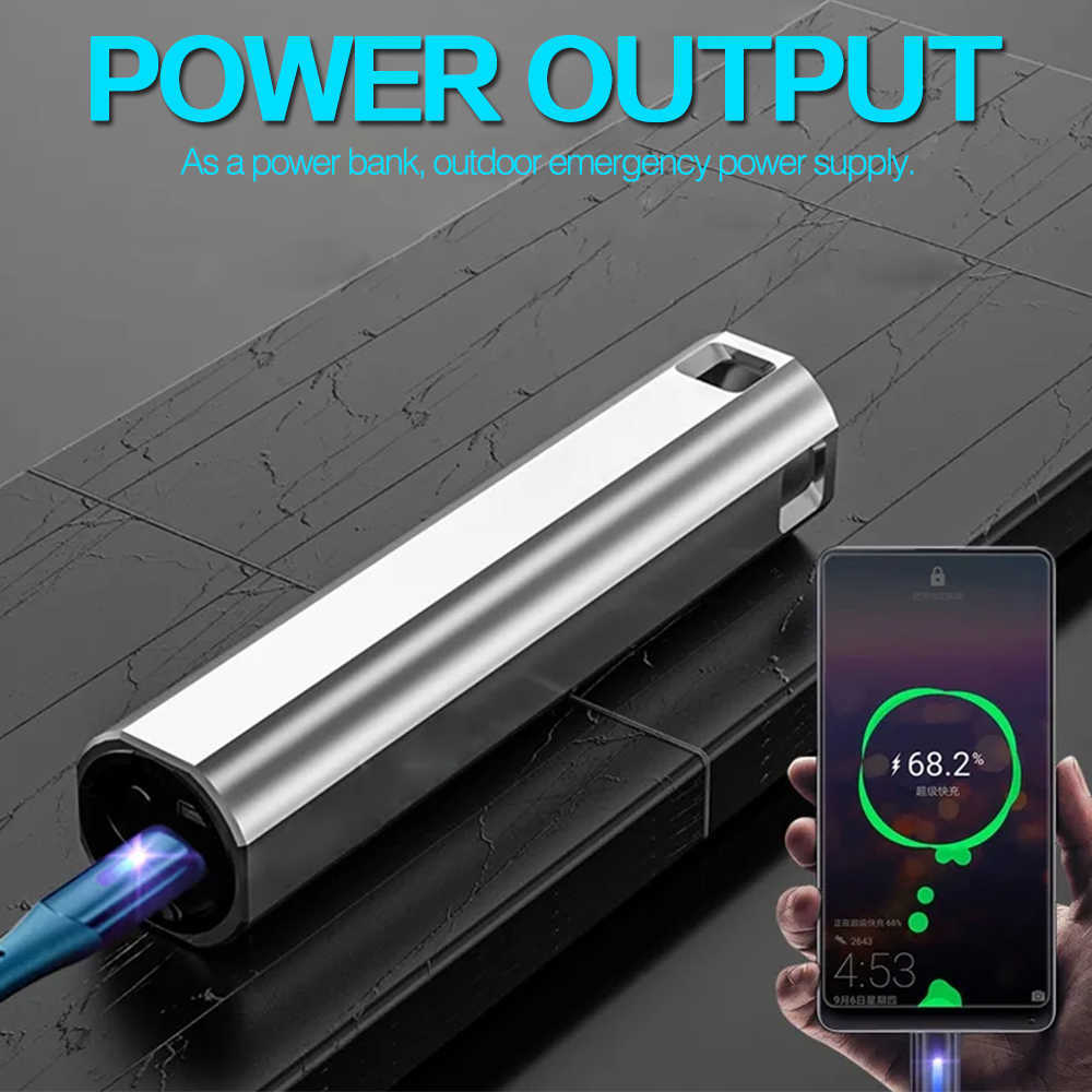Falllampor Torches Pocketman USB-uppladdningsbar ficklampa fickfackla kan användas som kraftbank vattentät ficklampa med inbyggt batteri L221014