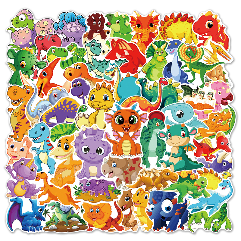 60-stks dinosaurusstickers schattige waterdichte cartoonsticker voor kinderen voor briefpapier Bagage Lesgeven Rewards L50-318