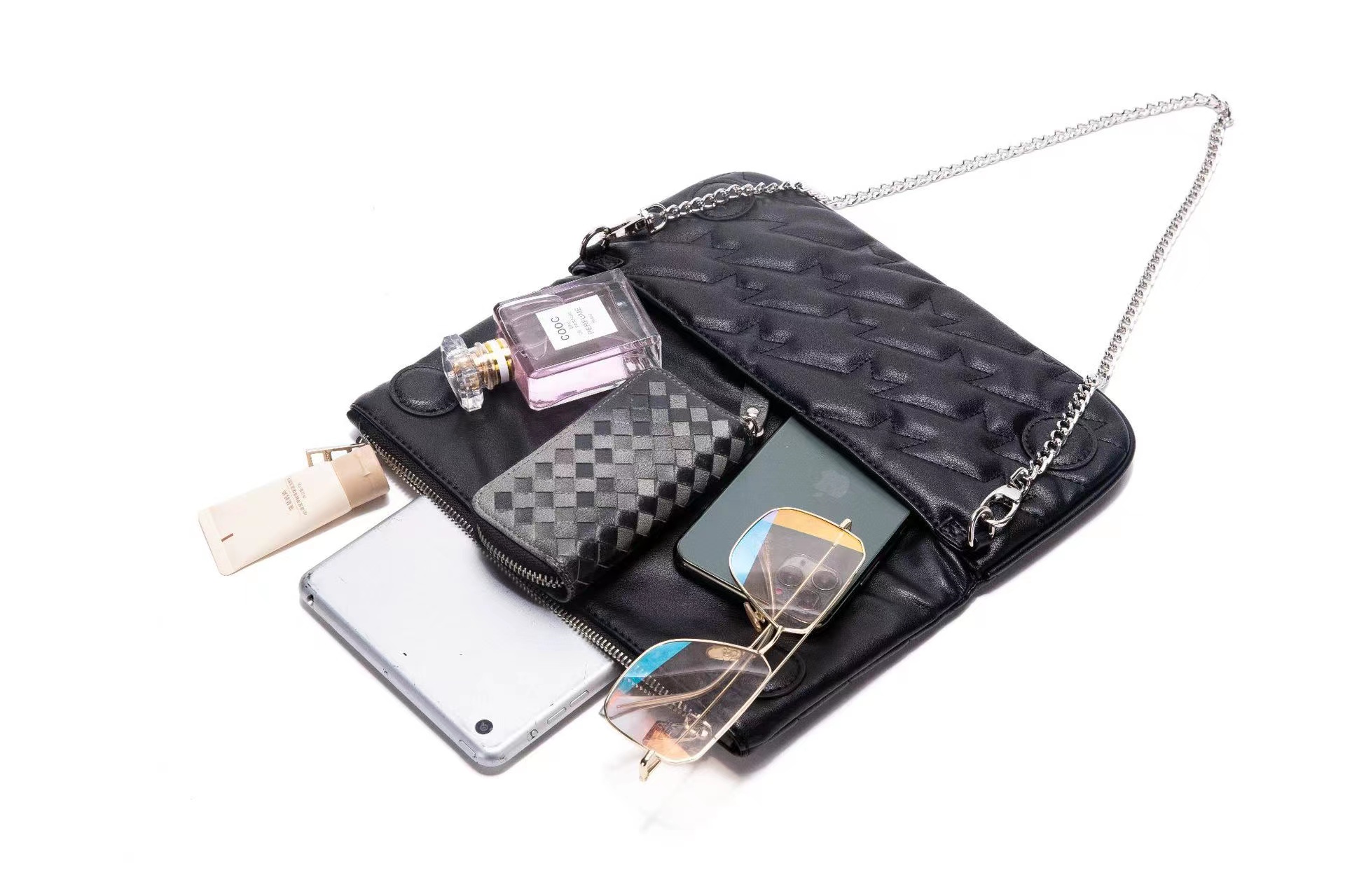 高品質の豪華な本物の革ハンドバッグバッグレディースハンドメッセンジャーバッグ女性ショルダーレザークロスボディチェーンレディースクロスハンドバッグバッグ財布