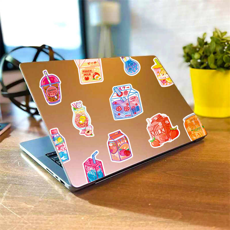 Boba Tea Stickers Bubble Tea Pearl Milk Sticker Vinile Impermeabile Laptop Bumper Bottiglie d'acqua Computer Adulti Bambini Adolescenti C53-493