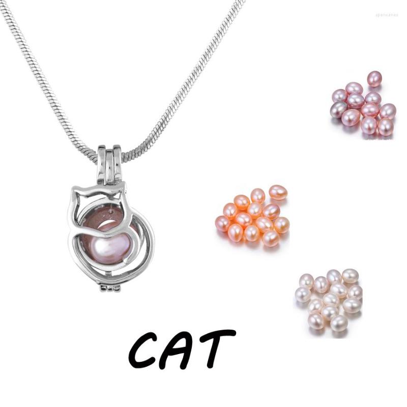Chains Mix 10 Style Cage Pendant Set Charming Natural Pearls Silver Plated Snake Chain Necklace Gifts Women Girls Children PP15289N