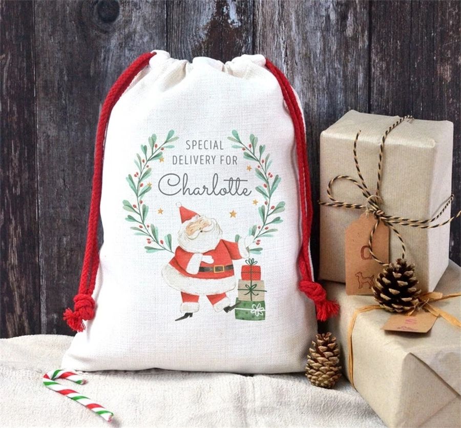 Sublimation Blank Santa Sacks Christmas Decorations DIY Personlized Drawstring Bag Christmas Gift Bags Pocket Heat Transfer 50x68cm/29x37cm