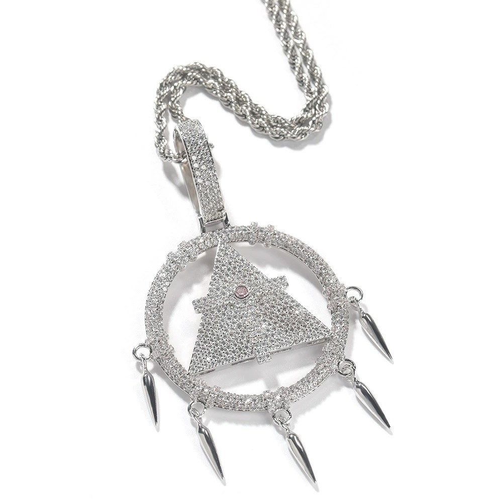 Hip Hop geometriska hänge halsband Bling Zircon Real Vitguld pläterade smycken
