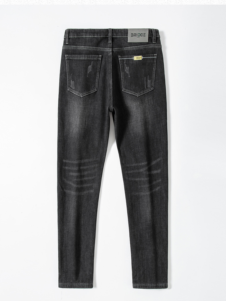 Automne et hiver hommes jeans mode stretch avec velours épais homme jeans mince petit tube droit chaud grande taille pantalons décontractés