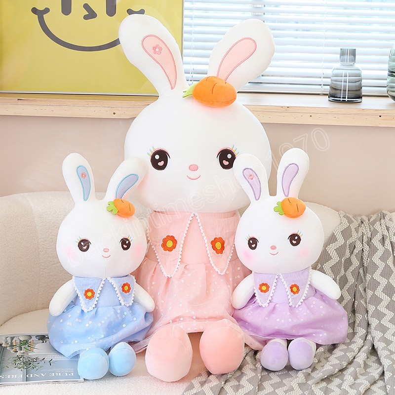 80-110CM Cute Carrot Rabbit Plush Toy Stuffed Soft Plushie Gauze Skirt Princess Bunny Pillow Doll Appease Toys for Kids Girls Gift