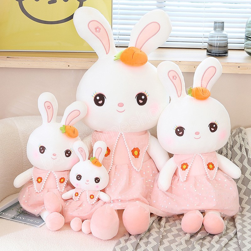 80-110CM Cute Carrot Rabbit Plush Toy Stuffed Soft Plushie Gauze Skirt Princess Bunny Pillow Doll Appease Toys for Kids Girls Gift