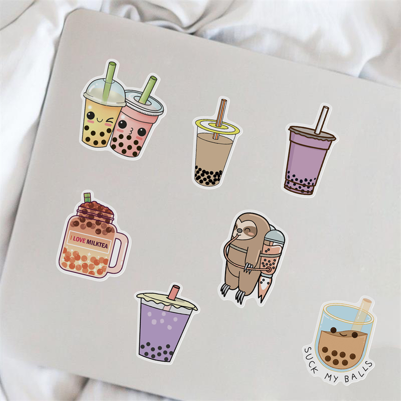 Boba Tea Stickers Bubble Tea Pearl Milk Sticker Vinile Impermeabile Laptop Paraurti Bottiglie d'acqua Computer Adulti Bambini Adolescenti HT046