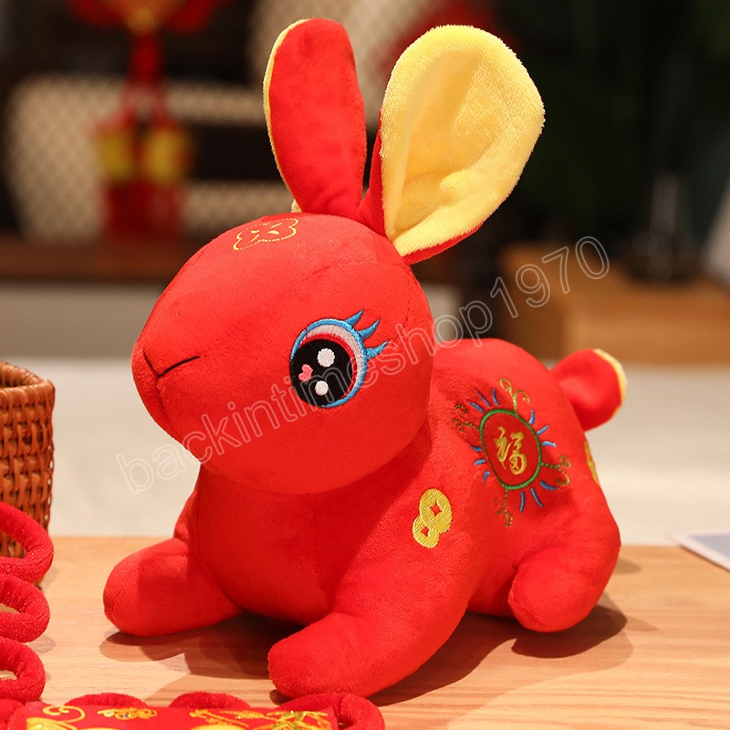 2023 ano novo estilo chinês coelho brinquedo de pelúcia macio coelho boneca mascote coleção presente de natal decoração de ano novo7637409