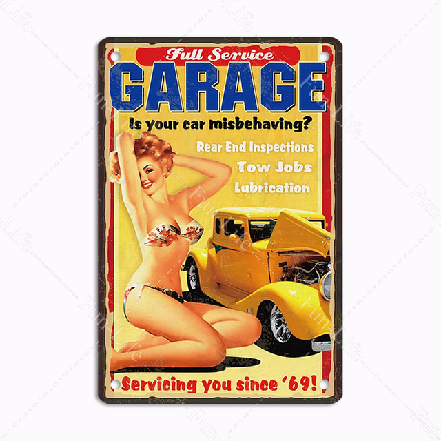 Belle Fille Métal Peintures Plaque Rétro Classiques Garage Sexy Lady Outils Fer Peinture Pub Bar Club Art Maison Décoration Murale Affiche Art Sticket Taille 30X20CM