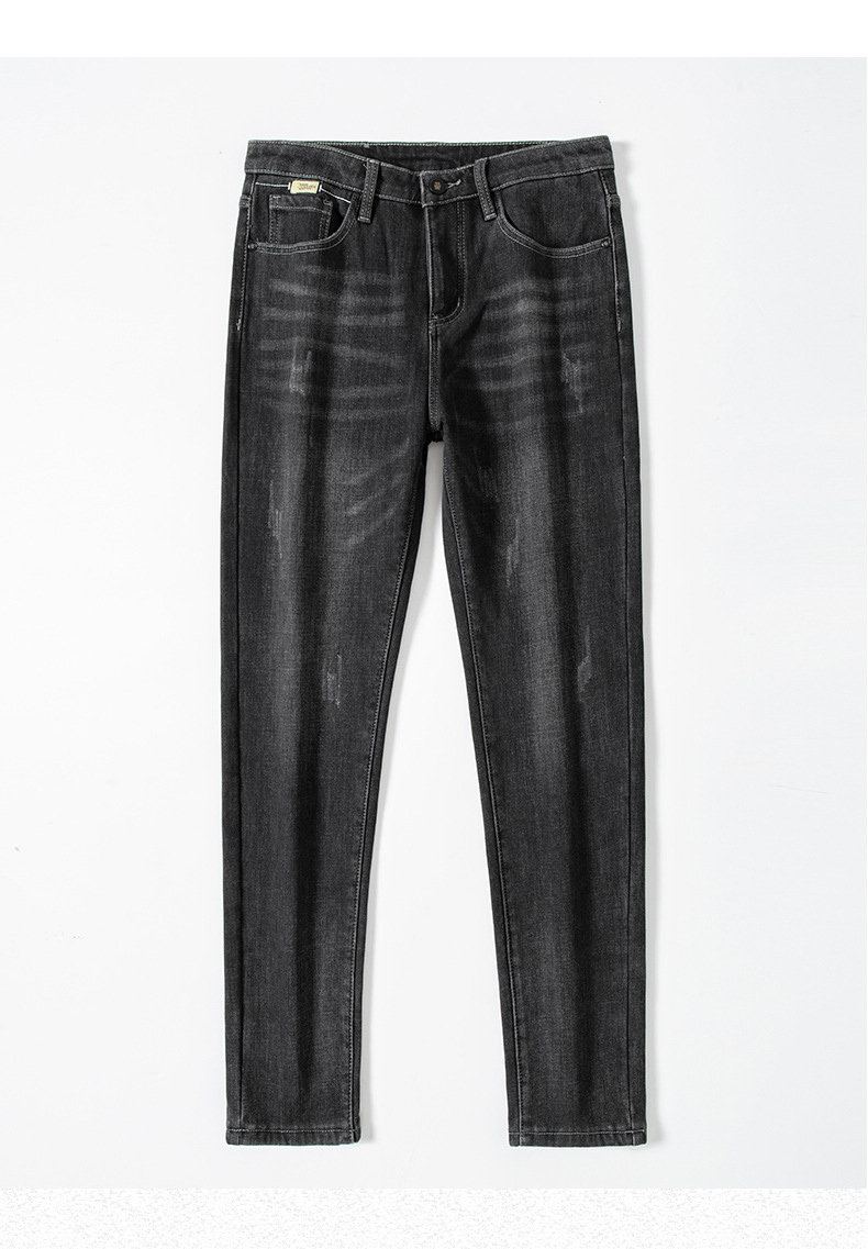 Automne et hiver hommes jeans mode stretch avec velours épais homme jeans mince petit tube droit chaud grande taille pantalons décontractés