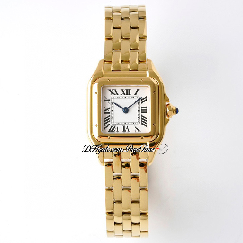 BVF WGPN0008 Swiss Ronda Quartz Ladies Watch 22mm 18Kイエローゴールドホワイトダイヤルブラックローマステンレス鋼ブレスレットレディーススーパーエディション純粋なC3