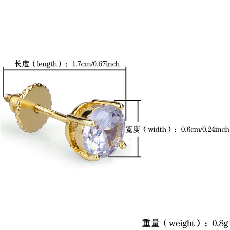 18K Gold Ohrstecker Hip Hop Iced Out CZ Zirkonia Runde Ohrringe für Männer und Frauen Diamant Ohrringe Ohrstecker Rock Rapper Schmuck Geschenke 2St