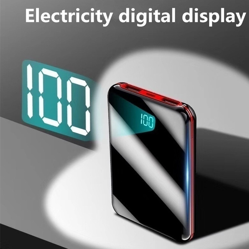 10000mAh Power Bank Caricabatterie portatile di grande capacità 2 Display digitale USB Batteria esterna con torcia elettrica telefoni cellulari