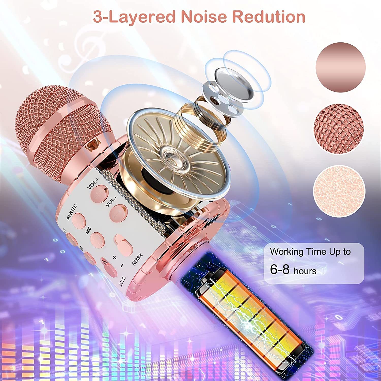 Microphones Karaoke Microphone for Kids Singing 5 in 1 Wireless Bluetooth Microphone with LED Lights Karaoke Machine Portable Mic 6690771