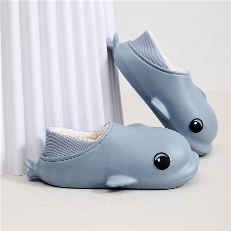 Chaussures de maison pantoufles d'hiver en coton antidérapantes pour femmes à porter à l'extérieur et à l'intérieur, sacs pour amoureux des dauphins et coton pour hommes