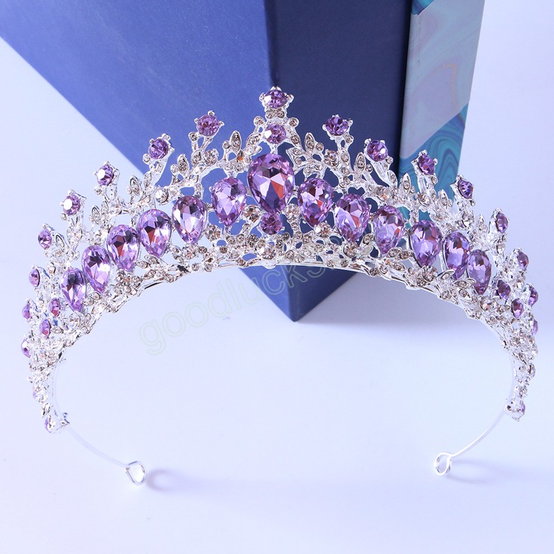 Corone di cristallo AB nero Tiara da sposa Prom Accessori capelli da sposa con strass Strega Emo Diademi Fascia