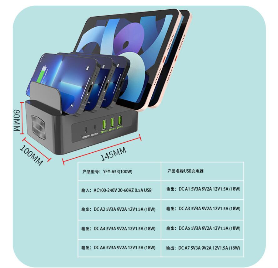 SMART 5 7 10 Portas Carregadores Estação de carregamento USB Multi Port QC3.0 PD18W Carregador de parede Dock Hub Adaptador de escritório em casa para telefone