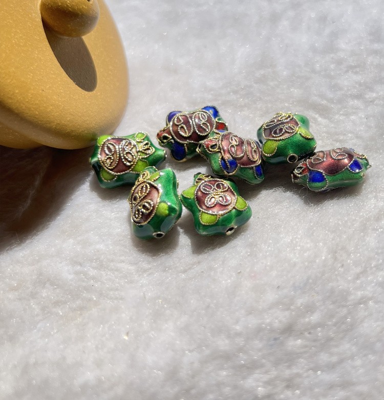 Perles de tortue en filigrane cloisonné artisanat traditionnel pour la fabrication de bijoux accessoires émail petit fournisseur de perles d'animaux en métal 