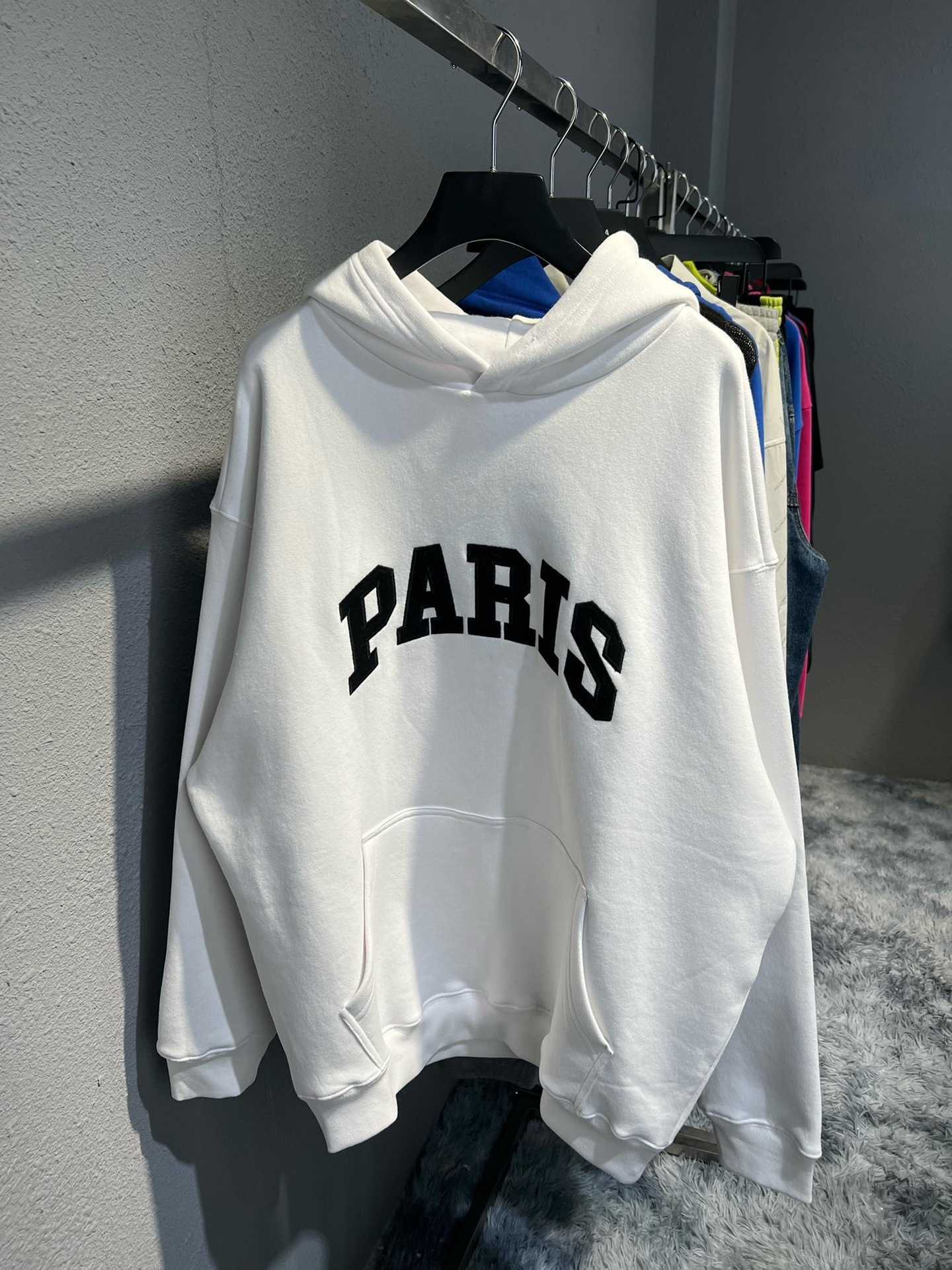 Высококачественный дизайнер с капюшоном Balencaigass Mens Sweaters Fulsies Family B High Edition Paris City Limited Paris Emelcodery Pellover Pullover Pullover Plush Men's And и