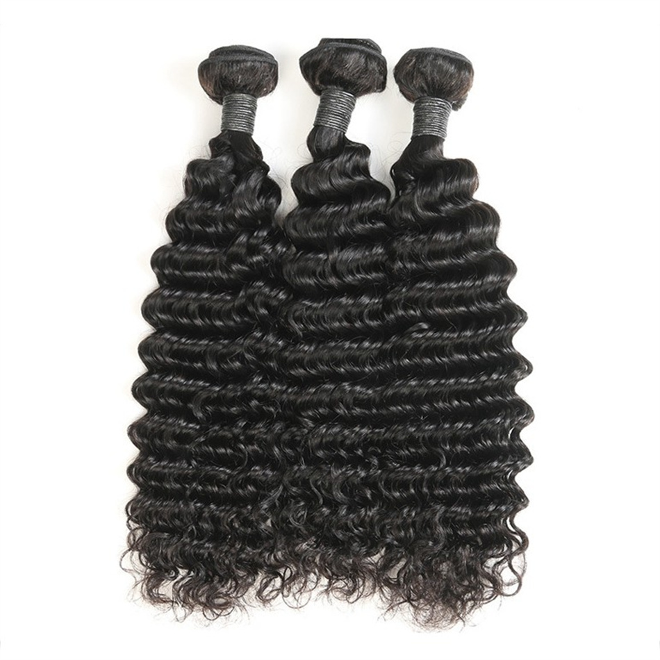 Deep Wave 3 Bundles Extensions de cheveux humains brésiliens 8-26 pouces Trames de cheveux Remy de couleur naturelle