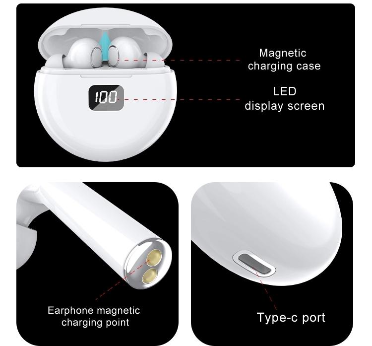 무선 이어 버드 TWS BLUETOOTH 이어폰 충전 케이스와 함께 터치 제어 IPX4 방수 LED 디스플레이 스포츠 헤드폰 TW13