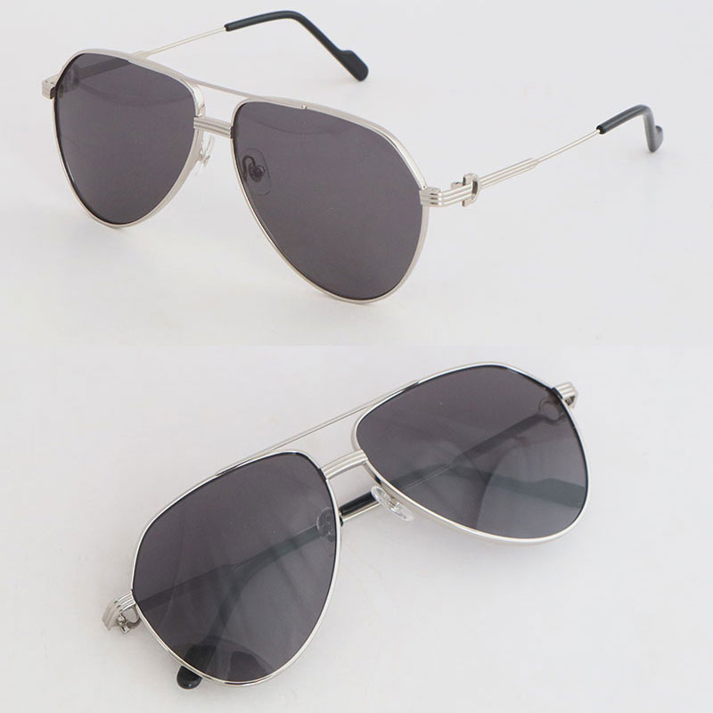 Wholesale Selling Metal Style Mens Sunglasses for women Large Square Silver 18K Gold Eyewear lunettes Fram female Unisex glasses Size 61-12-145mm