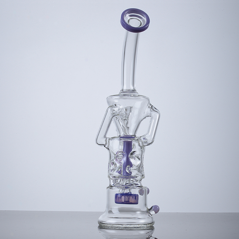 F￤rgglada vattenpipa dubbel￥tervinning Mj￶lkrosa lila gr￶n r￶kningstillbeh￶r Vatten Glas Bong 14mm Percolator Perc Dab Oil Rigs 4mm tjock med sk￥l HR319