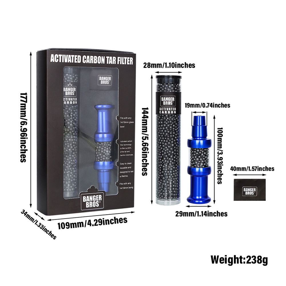 Houtskool Sigaret aluminiumlegering Tabaksfilters Rookpijpen Actieve kool Teerfilterbal waterpijp bongs en dab rig roker voor droge kruiden