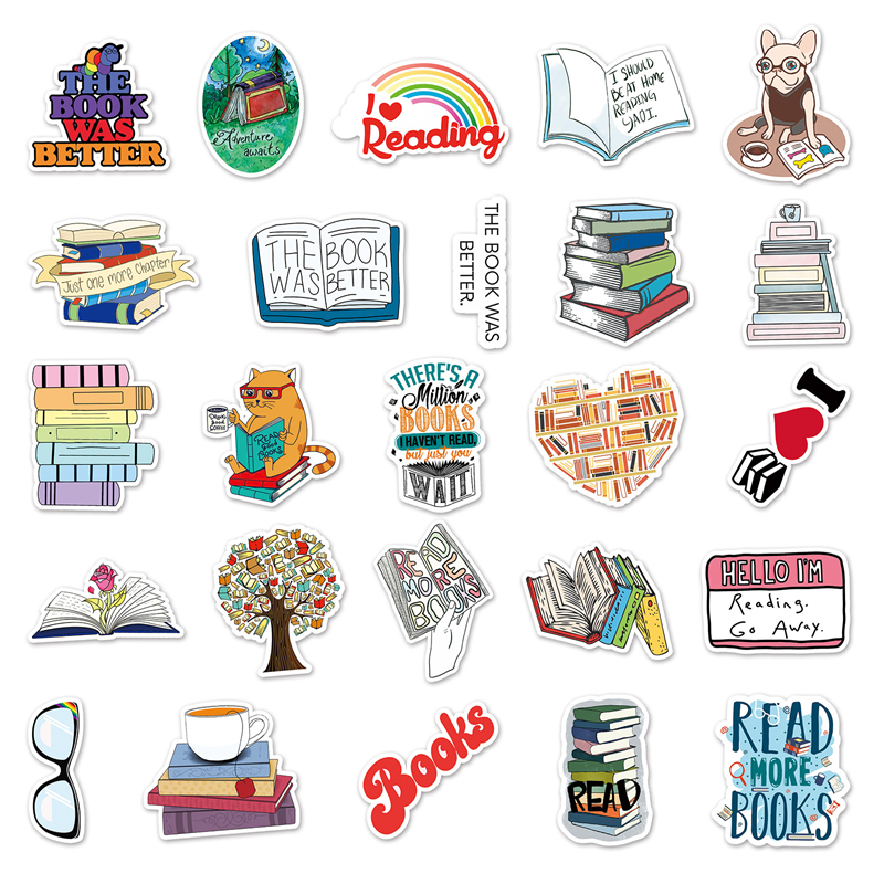 Inspirational Reading Stickers Positive Sticker for Kids Teens Students Teachers Vinyl Waterproof Book Water Bottle Computer Laptop Stickers Pack YD-430