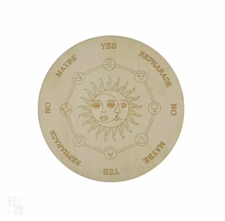 15 cm träpendelskort med månstjärna spådomsläkning meditationskort energi carven platta prydnader metafysiska altare SN4976