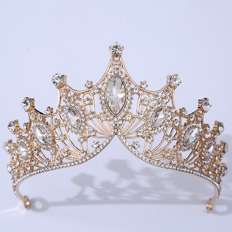 크리스탈 화려한 기하학적 크라운 Tiaras 빈티지 모조 다이아몬드 여성을위한 신부 웨딩 헤어 액세서리 보석