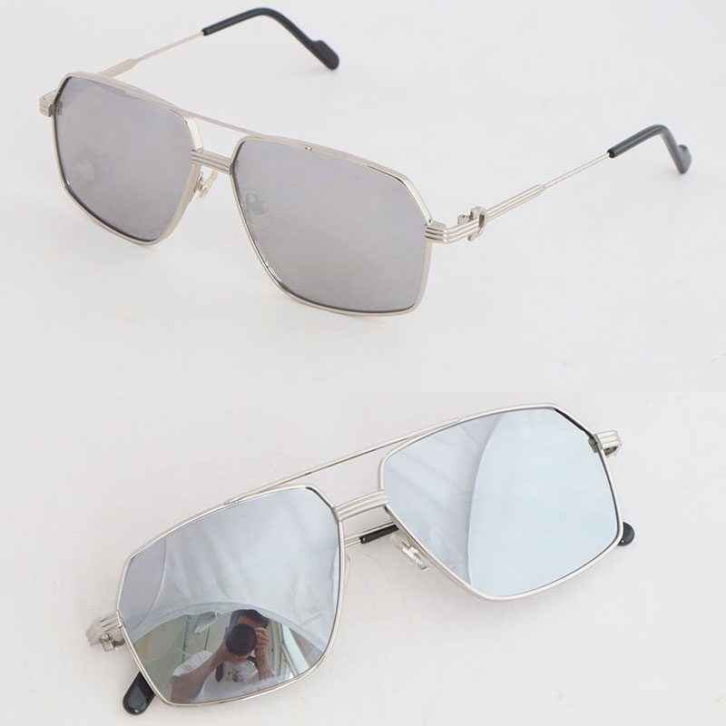 Wholesale Selling Metal Style Mens Sunglasses for women Large Square Silver 18K Gold Eyewear lunettes Fram female Unisex glasses Size 61-12-145mm