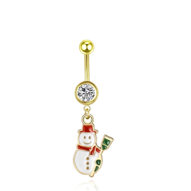 Santa nombril anneau arbre de noël nombril Piercing Dangle ventre anneaux acier chirurgical barre fête pour femme corps bijoux cadeau