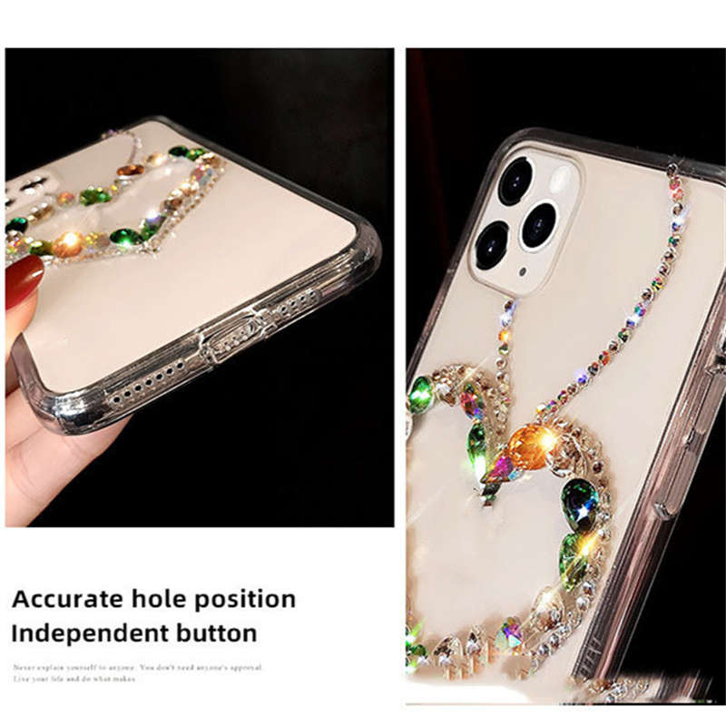Rhinestone Phone Cases Love iPhone 14 Pro Max Plus iPhone을위한 하트 다이아몬드 디자이너 13 12 11 7 8 미니 X XR XS 충격 방지 카메라 렌즈 보호 명확한 실리콘 덮개