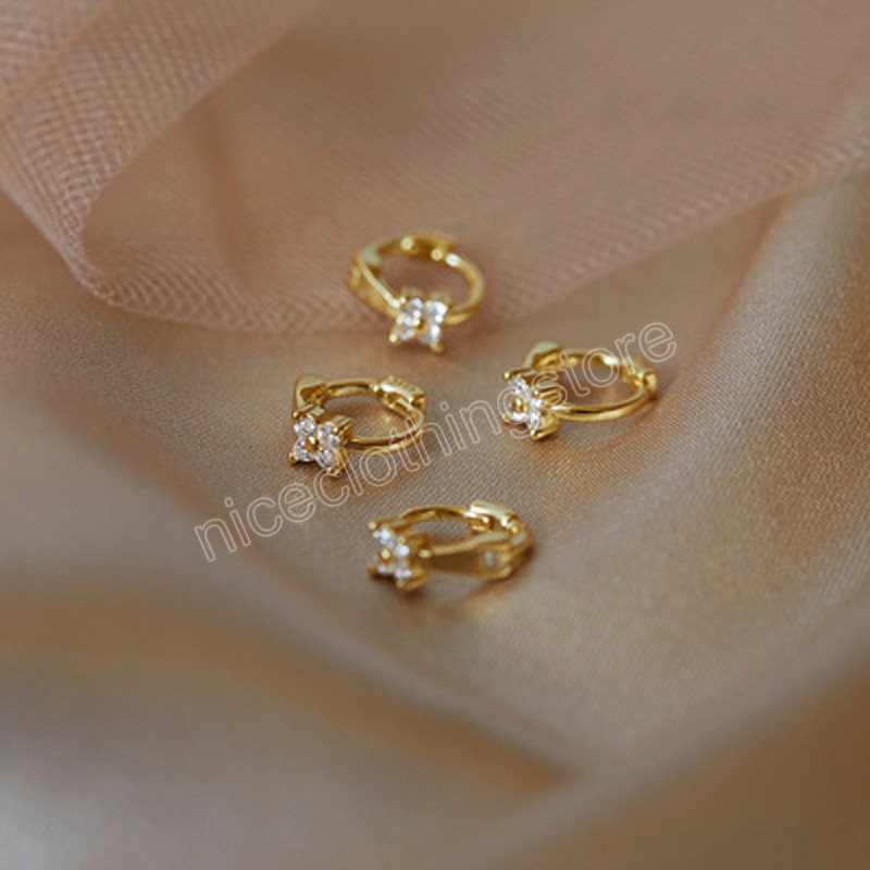 Pendientes de aro de circón de cristal para mujer, pendiente de cartílago Huggie, acero quirúrgico, Color dorado, hélice, Tragus, Piercing en la oreja, joyería