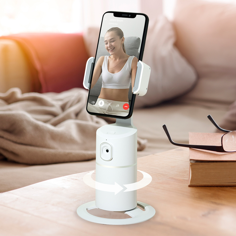 Po Vlog Canlı Video Kaydedici 221.017 için Selfie Monopods 360 Rotasyon Otomatik Yüz İzleme Kamera Telefon Tutucu Tripod AI Akıllı Çekim Çubuğu