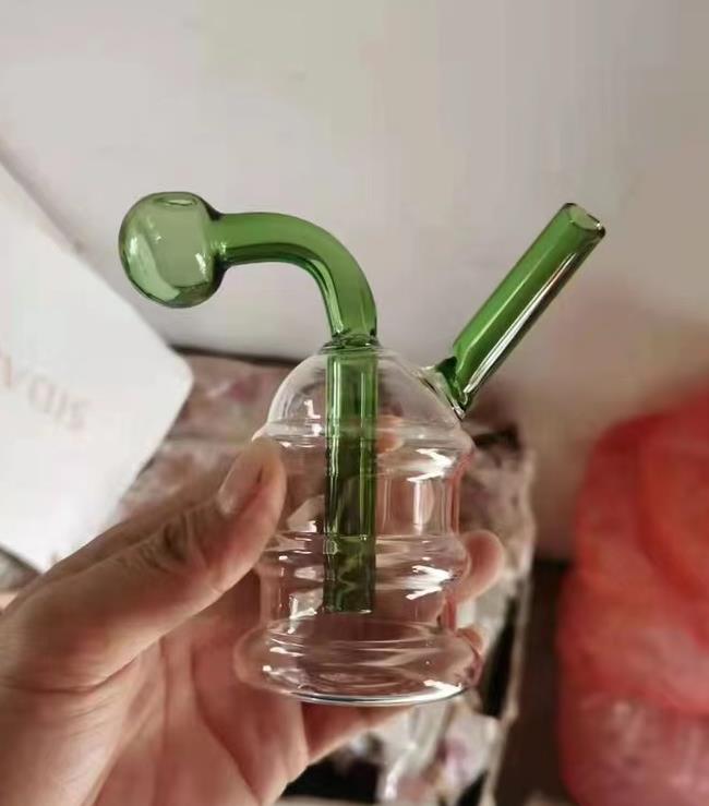 Pyrex Glass Bubbler Fumer Mini Narguilé Pipe À Main En Verre Brûleur À Huile Portable Pipes À Tabac Bongs D'eau