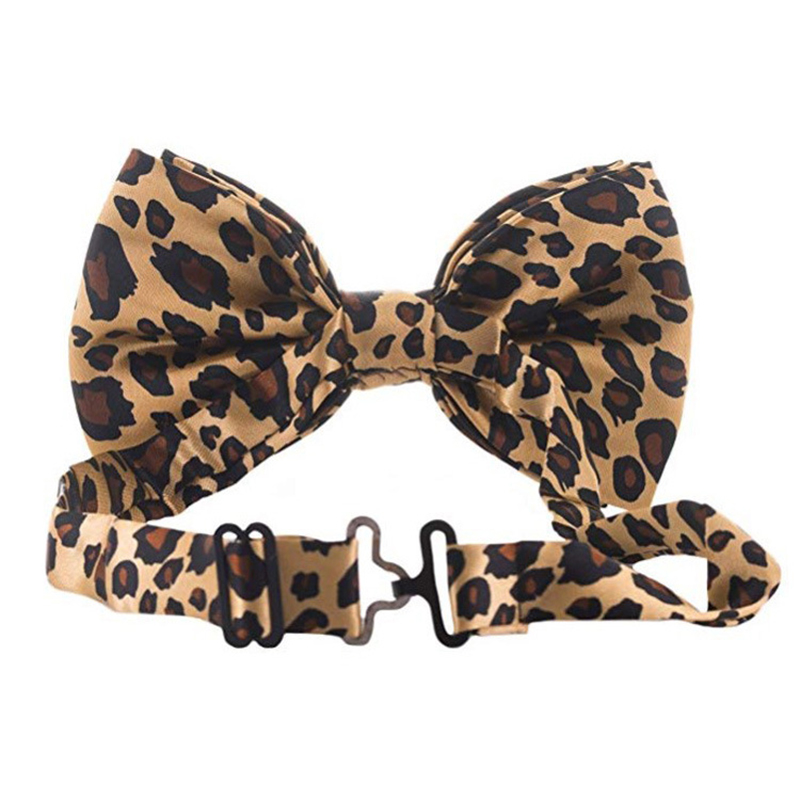 Leopard b￥ge slipsar vuxna tryck bow bowknot casual party dekoration modetillbeh￶r