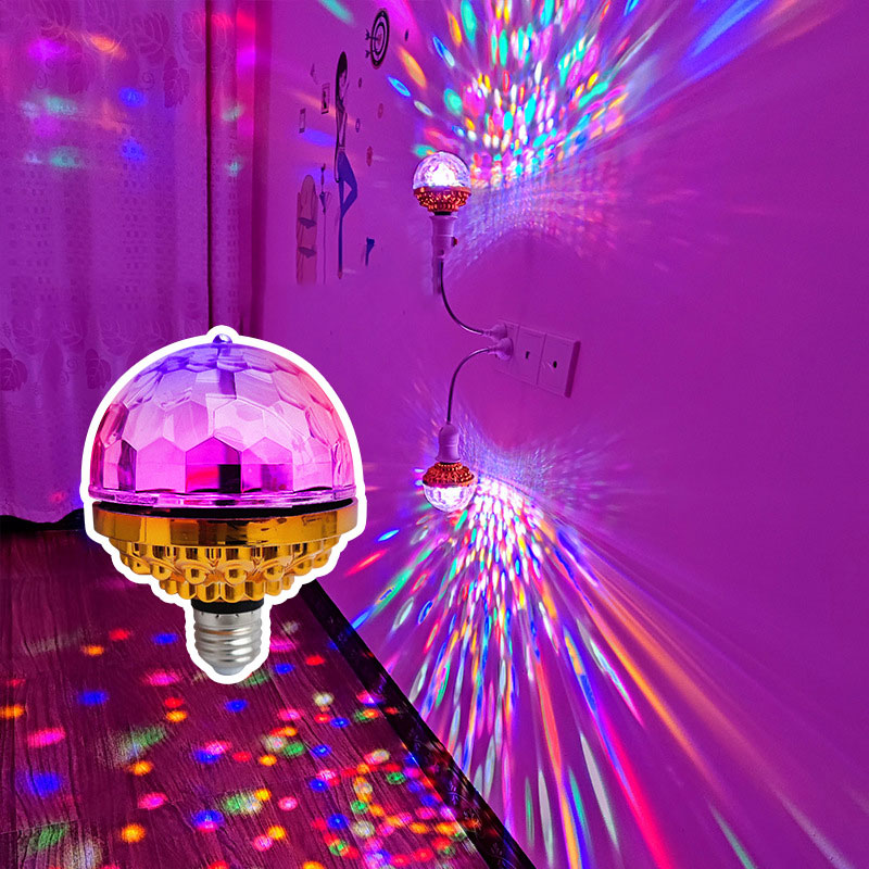 E27 Decoración de fiesta Bola mágica giratoria Luces Atmósfera Mini Lámpara de proyección RGB DJ Bolas de discoteca Luz Fiesta de Navidad KTV Bar Escenario Boda ZXF13