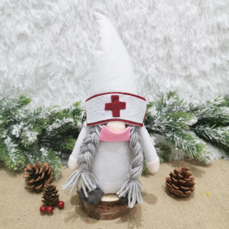 Рождественский доктор медсестра гном плюшевые украшения шведская вечеринка Санта -рождественский декор дерево.
